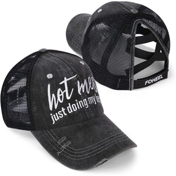 Women s Mesh Baseball Cap with Criss Cross Ponytail Hole Adjustable Size main image 5